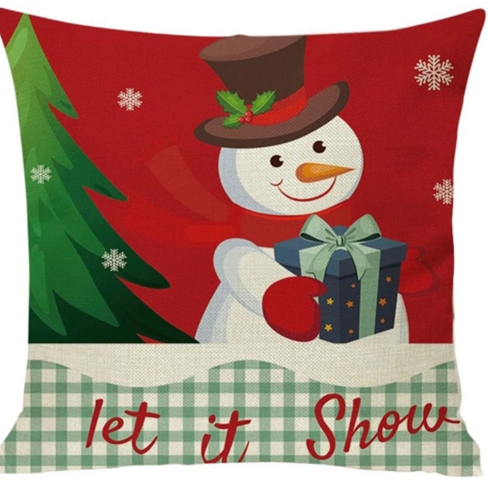 Pillow Cover- NEW- Christmas Snowman Let It Snow